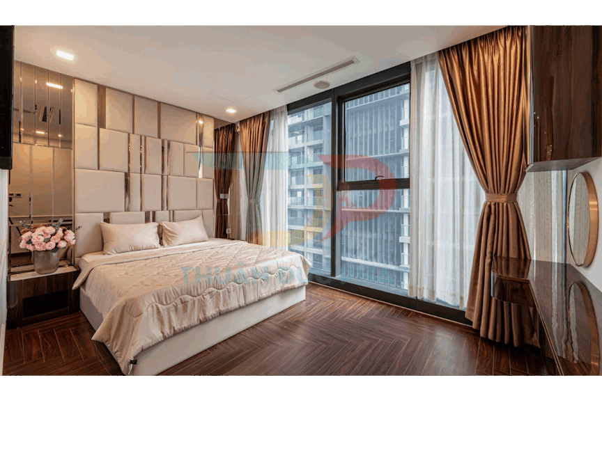 phòng ngủ có 2 lớp rèm thông minh